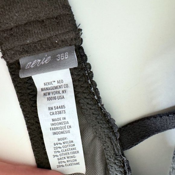 Aerie Real Happy Wireless Push Up Bra | Charcoal and Black Lace | 36B - Picture 5 of 5